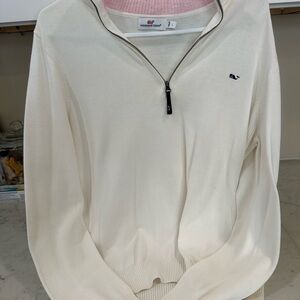 Vineyard Vines Women's Cream Quarter-Zip Sweater